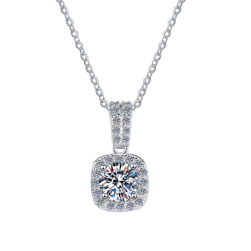 1 carat square-cut D-color moissanite necklace