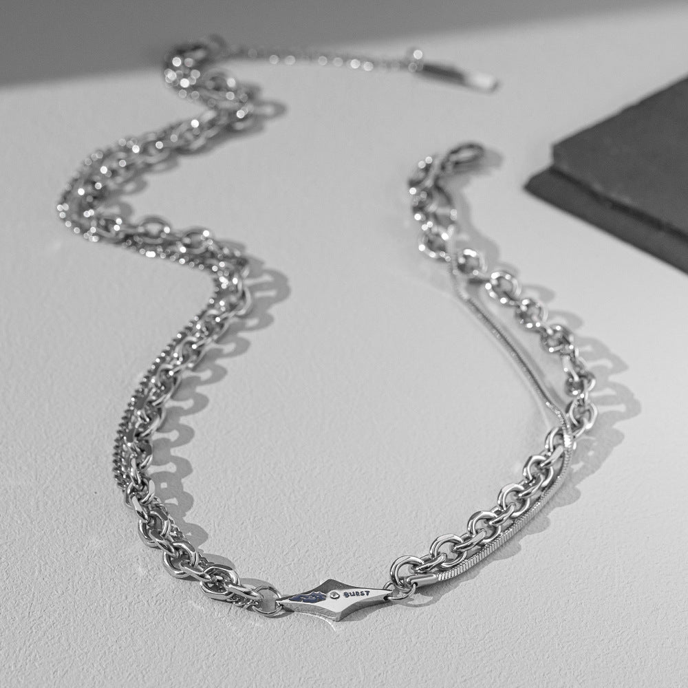 Double-layered chain titanium steel collarbone chain