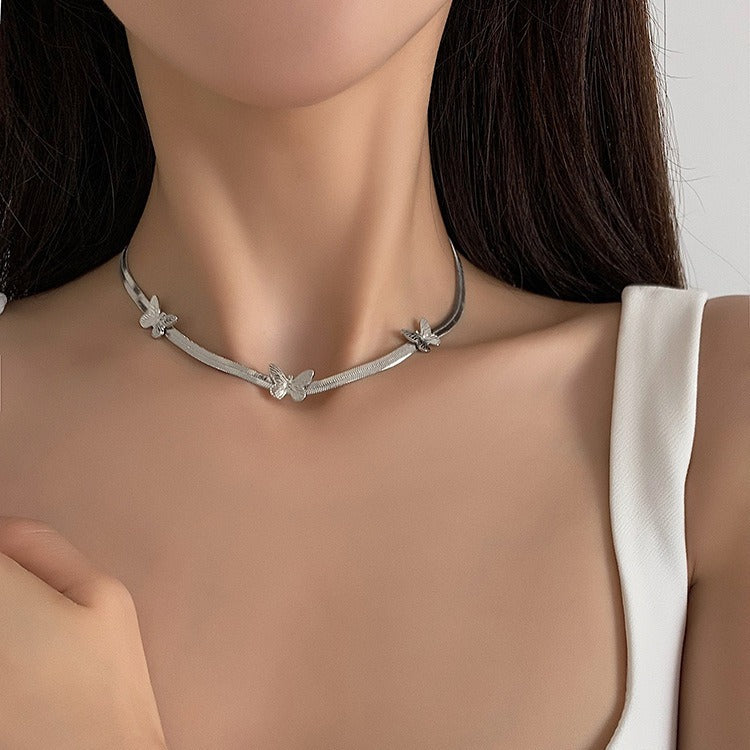 Butterfly Snake Bone Chain Necklace