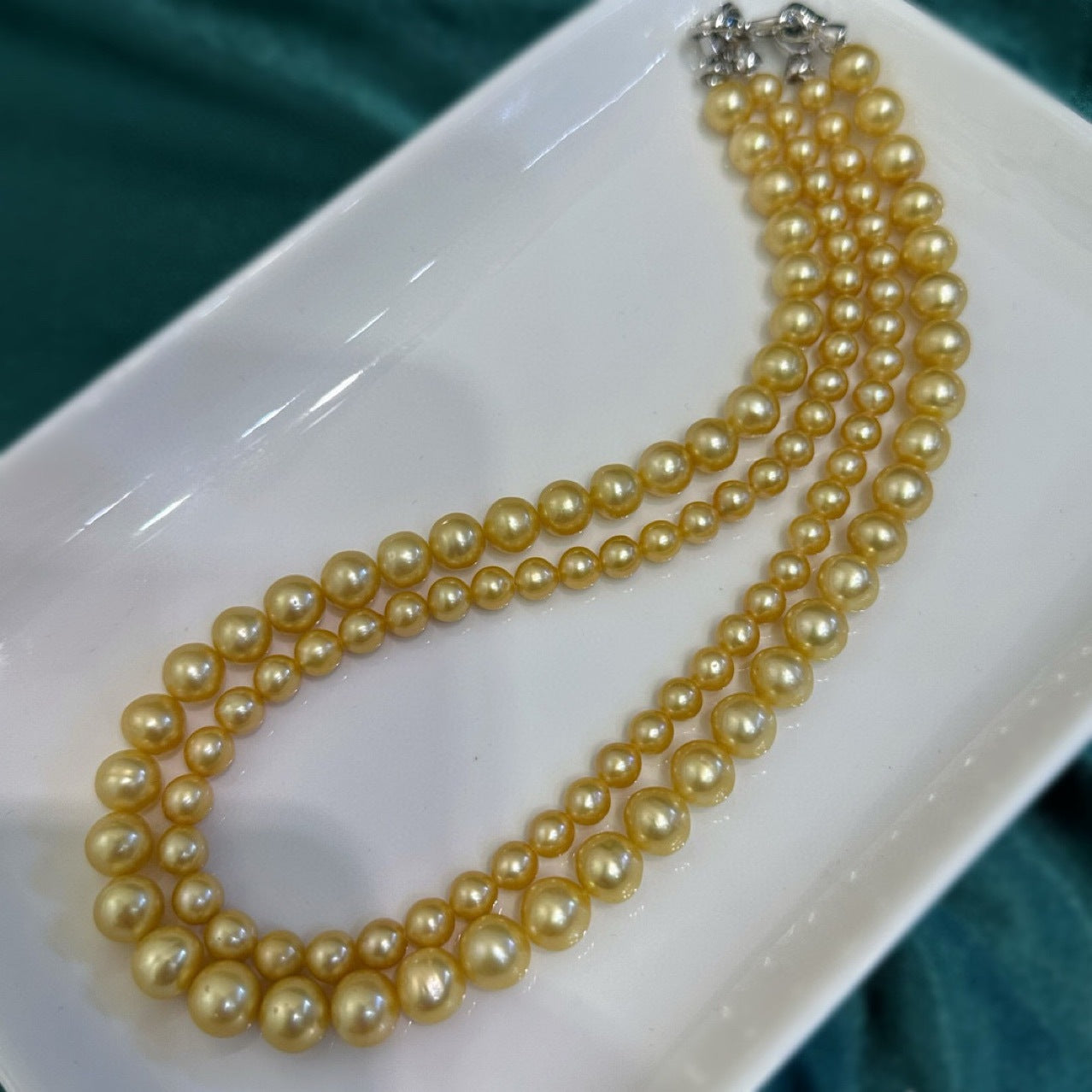 Natural concentrated gold freshwater AK high-quality pearl double-layer necklace comparable to seawater Nanyang gold beads 6-10mm light luxury fashion