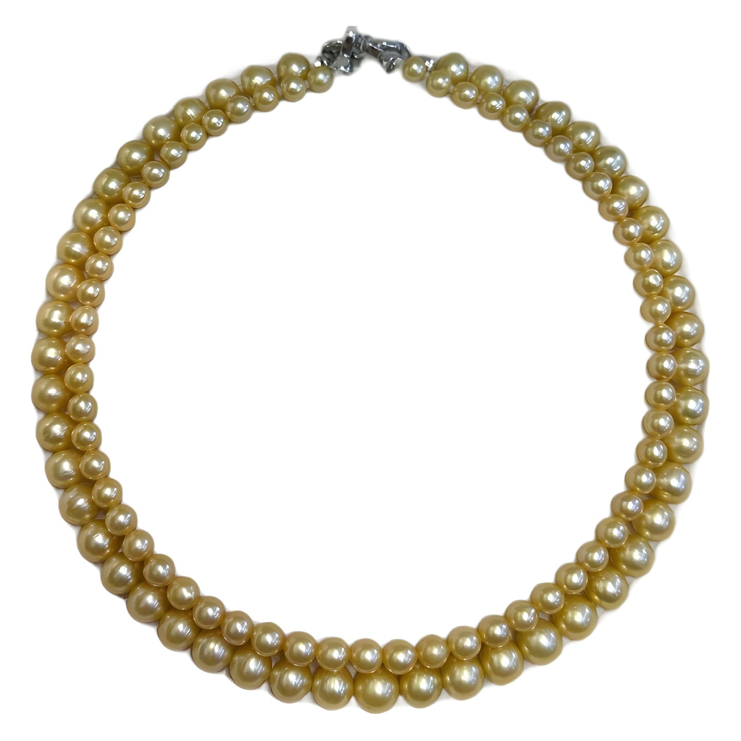Natural concentrated gold freshwater AK high-quality pearl double-layer necklace comparable to seawater Nanyang gold beads 6-10mm light luxury fashion