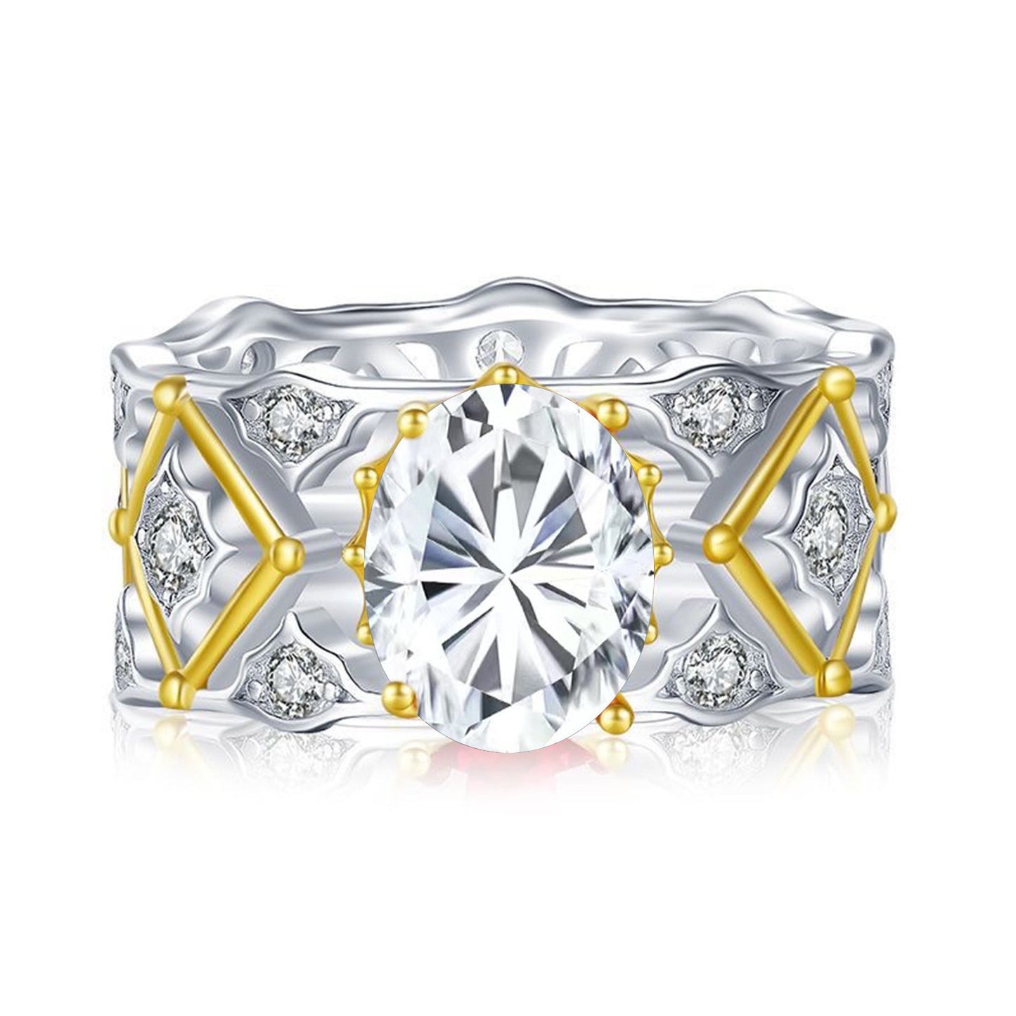 S925 sterling silver moissanite oval 2 carat 7 * 9 European, American, Italian craftsmanship court socialite ring