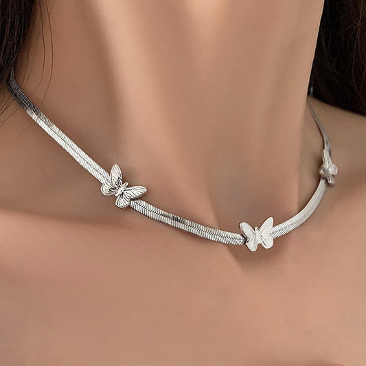 Butterfly Snake Bone Chain Necklace
