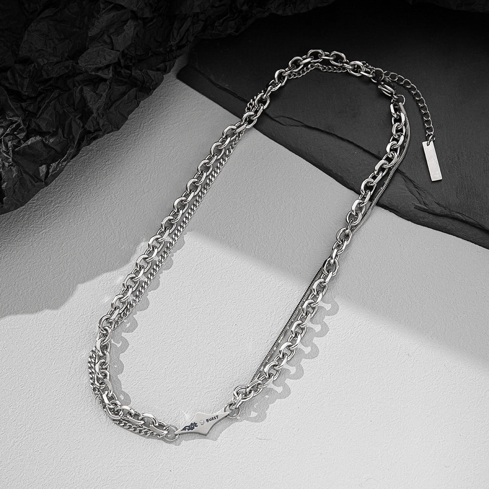 Double-layered chain titanium steel collarbone chain