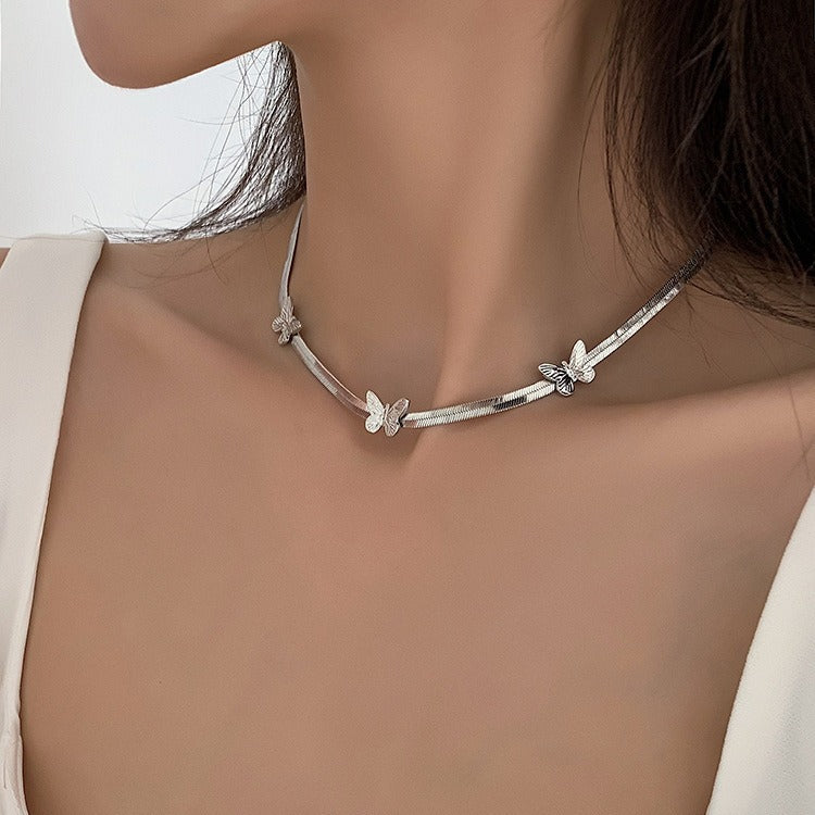 Butterfly Snake Bone Chain Necklace