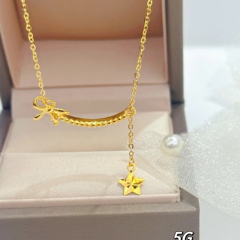 Gold factory 5G gold bouncing bead chain 999 pure gold women's necklace genuine gold chain chain