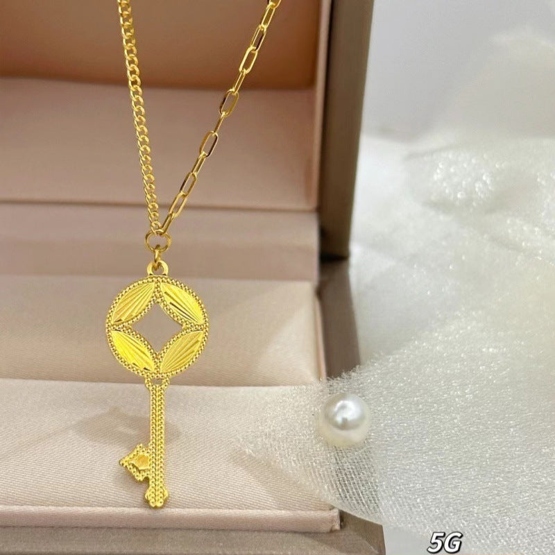 Gold factory 5G gold bouncing bead chain 999 pure gold women's necklace genuine gold chain chain