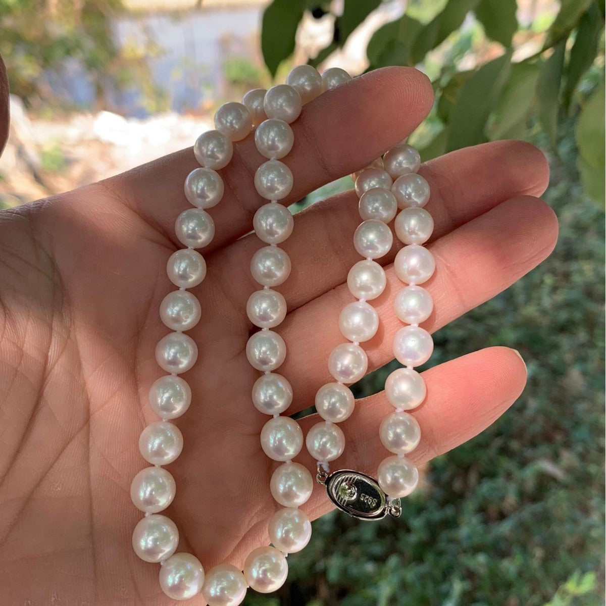 Freshwater pearl necklace, high-quality round natural nuclear free mother chain, 6-10mm finished product