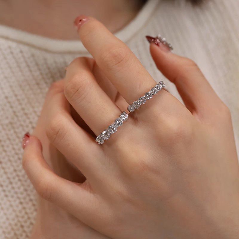 18K gold artificially cultivated diamond diamond row female synthetic diamond 15 points 25 points thick gold diamond ring CVD diamond reservation