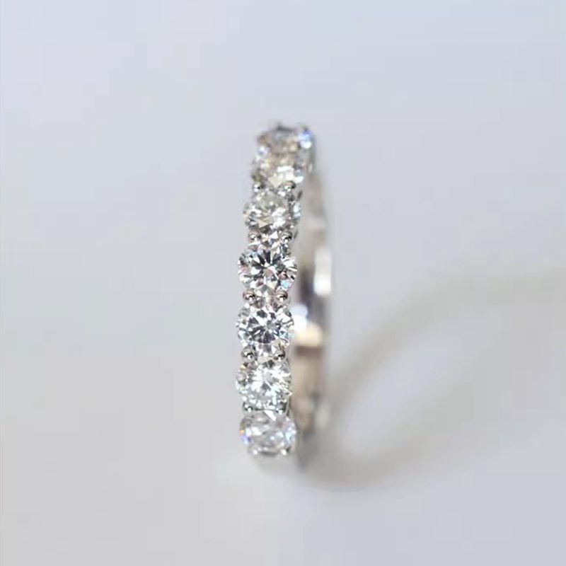 18K gold artificially cultivated diamond diamond row female synthetic diamond 15 points 25 points thick gold diamond ring CVD diamond reservation