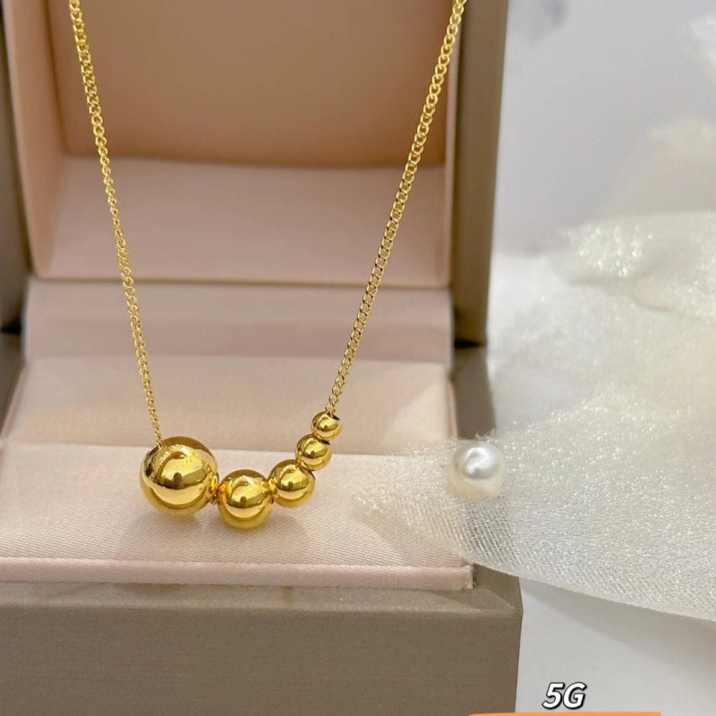 Gold factory 5G gold bouncing bead chain 999 pure gold women's necklace genuine gold chain chain