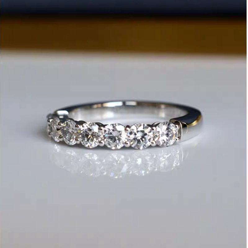 18K gold artificially cultivated diamond diamond row female synthetic diamond 15 points 25 points thick gold diamond ring CVD diamond reservation